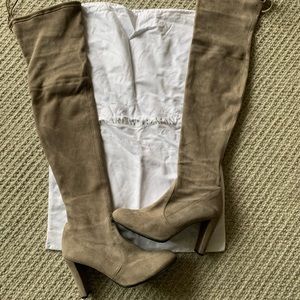 Stuart Weitzman HIGHLAND Over Knee,dark Beige  9,5